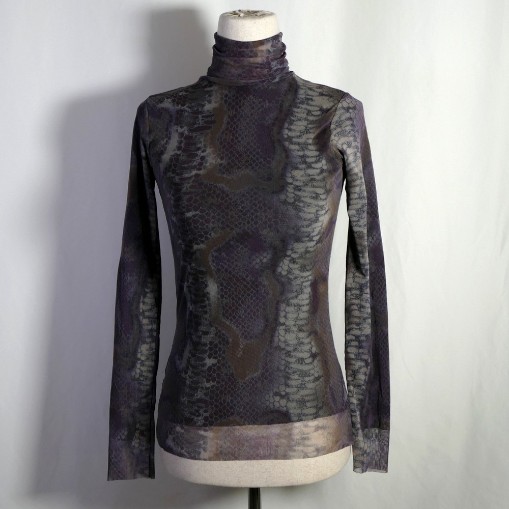 VTG Weston Wear Y2K Grunge Mesh Mock Neck Top Size XS Rocker Punk Alternative
